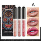 3pcs Glitter Lipstick Set Waterproof Blue Purple Black Lip Gloss Shiny Lip Tint Halloween Lip Makeup Lasting Lipgloss Cosmetics