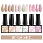 Mtssii 6PCS/Set Sparkly Nude Pink Gel Nail Polish Glitter Semi Permanent Nail Art LED UV Soak Off Gel Varnish Nail Supplies