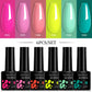 LILYCUTE 6Pcs/Set 7ML Gel DIY Nail Polish Bright Pink Semi Permanent Soak Off UV LED Gel Varnish Nail Art Design Manicure Kit
