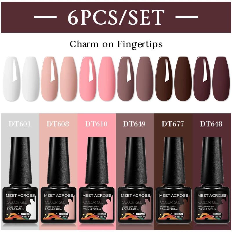 MSRUIOO 6Pcs/Set Colorful Gel Nail Polish Nail Supplies Semi Permanent Soak Off Nail Art Gel Varnish Manicure For Nails