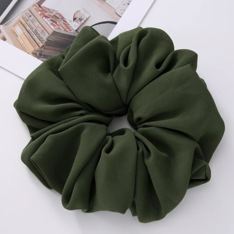 Big Size Chiffon Scrunchies For Muslim Women Custom Elastic Volumizing Oversized Neat stitching Malaysian Bunch Hair Tie