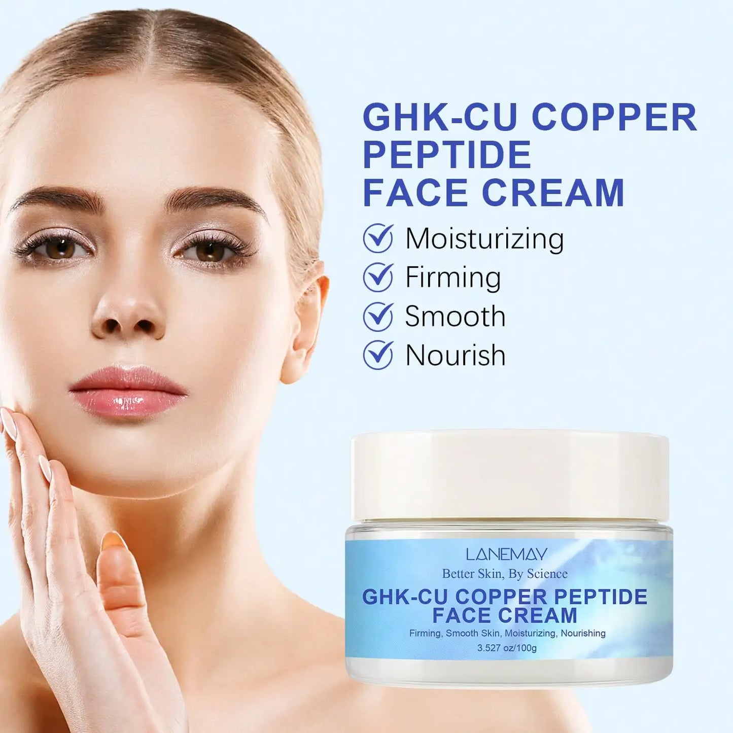 GHK-Cu Copper Peptide Cream | Intense Moisture & 72H Hydration Lock | Firms, Smooths & Strengthens Skin Barrier, Reveals Plumper