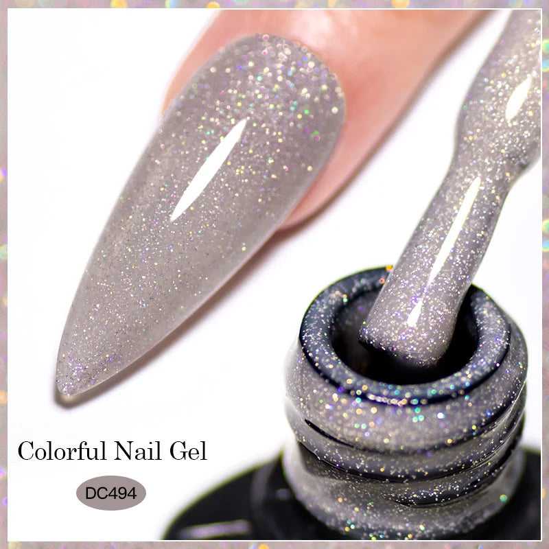 7ml Champagne Gold Sliver Reflective Nail Gel Polish Sparkling Shining Glitter Pink Red Nail Supplies Semi Permanent Gel Varnish