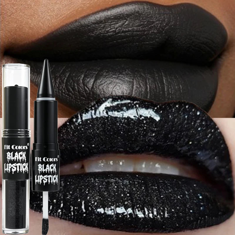Halloween 2-in-1 Lip Gloss Matte Lip Liner, Long Lasting Waterproof Liquid Lipstick, Moisturizing Shiny Lip Oil for Party Makeup