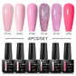 MEET ACROSS 6Pcs Gel Nail Polish Set Pink Red Green Macaron Color Manicure Kit For Nails UV Gel Nail Art Varnish Nail Supplies