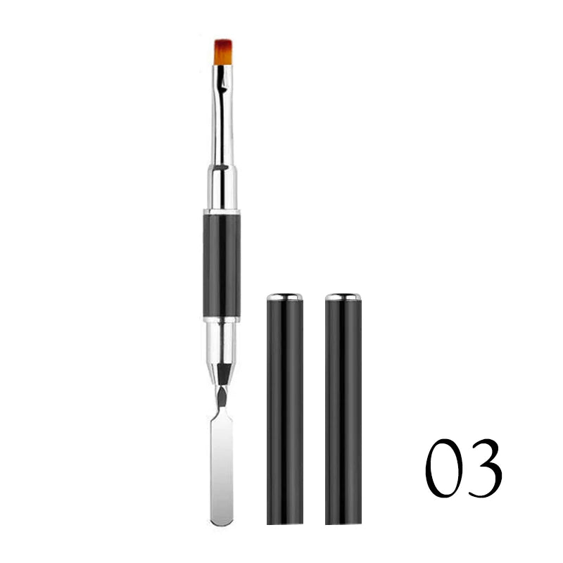 1PC Dual Ended Nail Art Painting Brush Acrylic UV Gel Extension Builder Handle Pattern Coating Drawing Pen DIY Manicure Tools