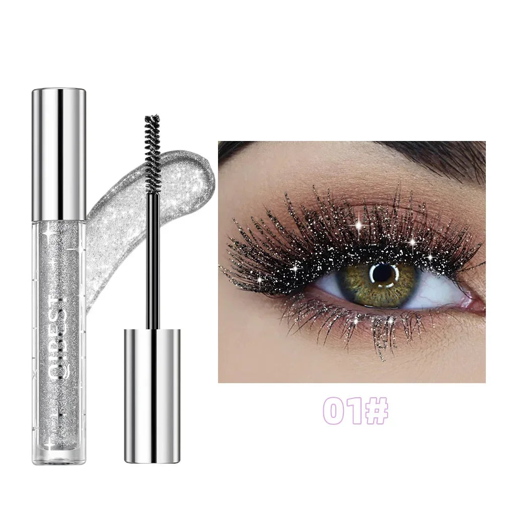 Diamond Purple Mascara Shining Sequins Glitter Eyelashes Quick Dry Sweat Proof Lasting Curling Thick Mascara Shimmer Makeup тушь