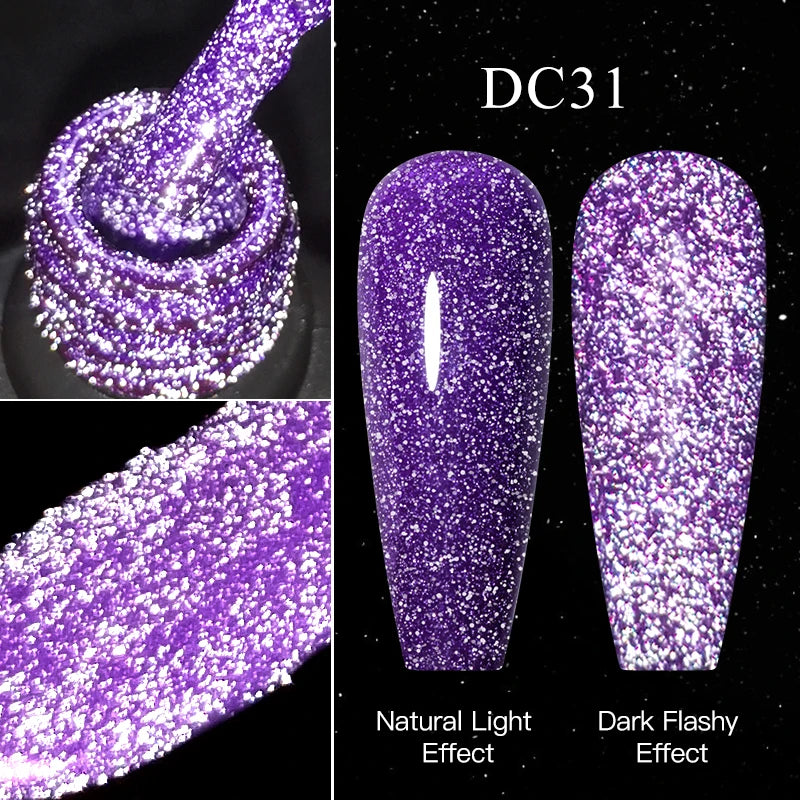 Mtssii 7ml Reflective Glitter Thermal Gel Nail Polish Color Changing Gel Semi-permanent Nail Art Varnishes Soak Off UV LED Gel