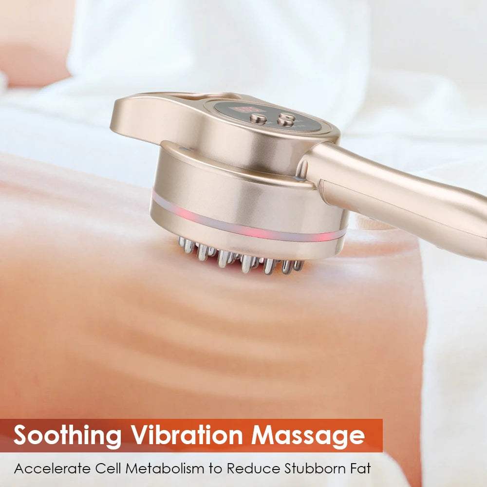 Microcurrent Meridian Brush Massager Cellulite Lymphatic Infrared Heating Vibration Body Detoxification Health Scraping Device