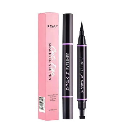 PTWOP 2 Pcs/Box Black Eyeliner Liquid Pencil Cat Eye Wings Eyeliner Stamp Waterproof Quick Drying Long Lasting for Eye Makeups