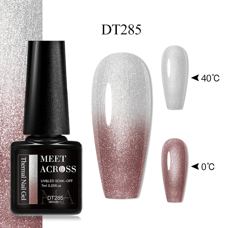 MEET ACROSS 7ml Eggshell Thermal Gel Nail Polish Temperature Changing Gradient Nail Art Varnish Winter Soak Off Gel For Nails