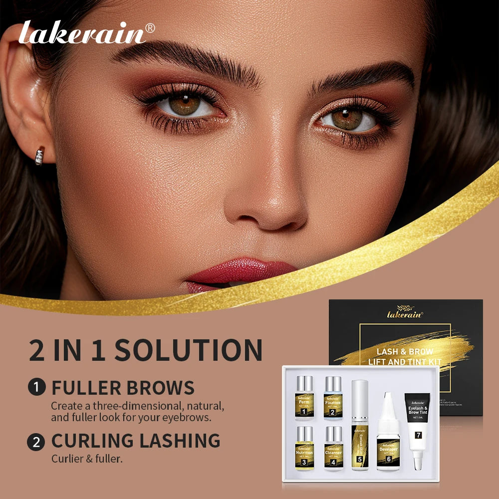 Pro Lash And Brow Tinting Kit For Lash Brow Lift Perm Fixation Setting Curled Lashes Long-lasting Set 4-6 Weeks Lash Curler Perm