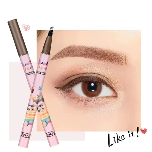 4 Colors Waterproof Eyebrow Pen with 4-Fork Tip – Long-Lasting, Natural Dark Brown Liquid Brow Enhancer