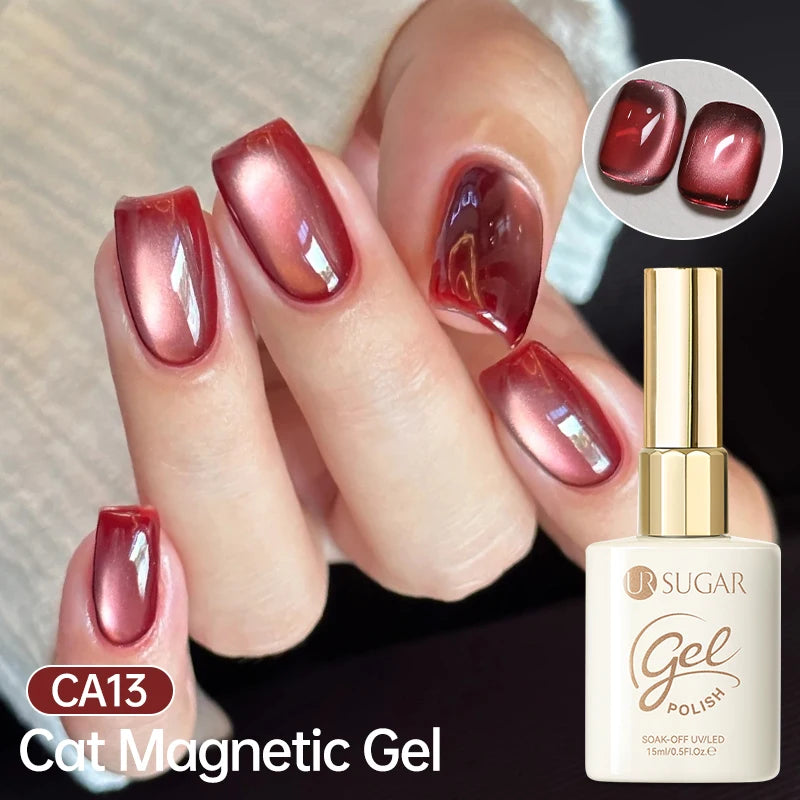 UR SUGAR 15ml Jelly Pink Cat Magnetic Gel Nail Polish Glitter ICE Soak Off Ceramic UV Gel Semi-permanent Nail Supplies Manicure