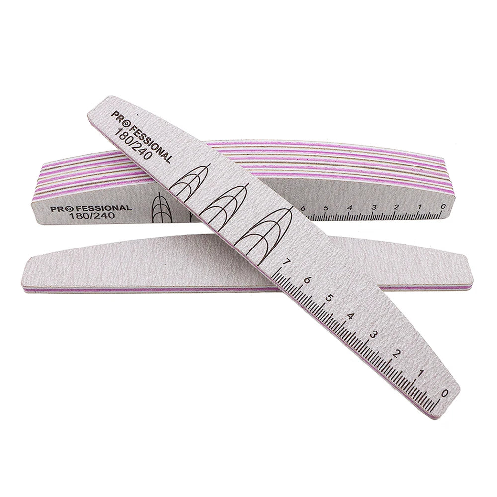 5/10 Pcs Double Sided Nail Art File Set With Scale Grey Sandpaper Nail Stylist Supplies Manicure Products Sand Nails Salon Tools