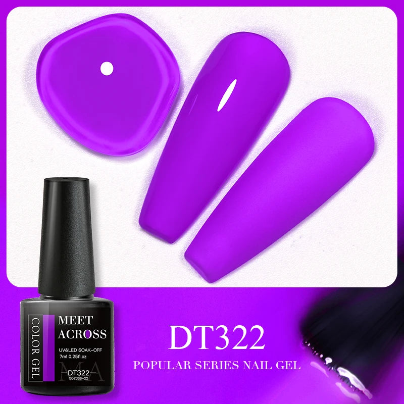 MEET ACROSS 7ml 140 Colors Glitter Gel Nail Polish Fluorescent Laser Semi Permanent Soak Off Nail Art UV Gel Varnish Manicure