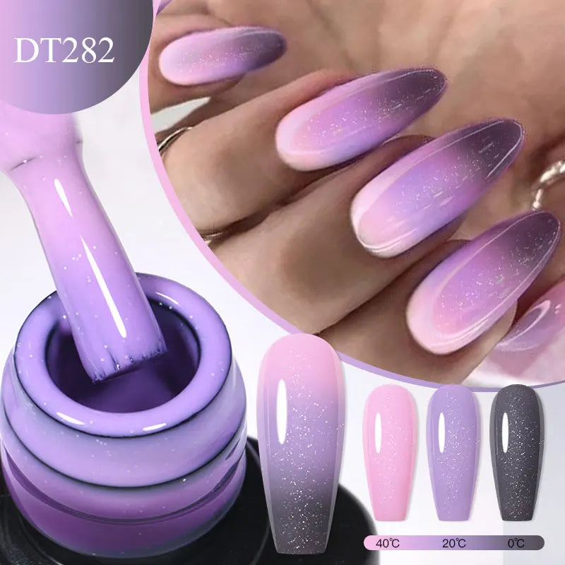 MEET ACROSS 7ml Eggshell Thermal Gel Nail Polish Temperature Changing Gradient Nail Art Varnish Winter Soak Off Gel For Nails