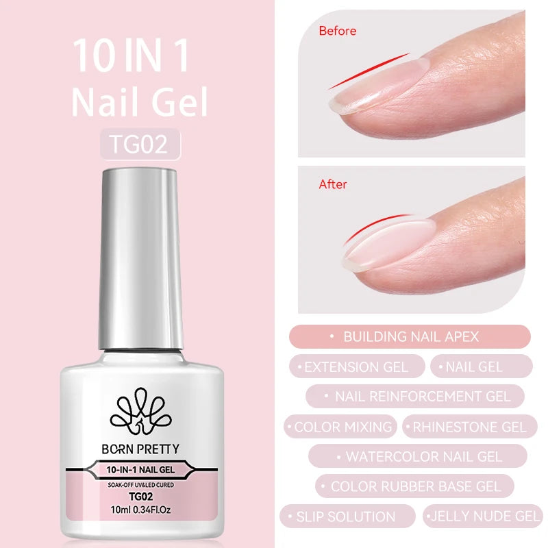 BORN PRETTY 10ml Flow Light White Cat Magnetic Gel Nail Polish Ultra Shine Soak Off UV Gel Mirror Glass Bead Gel Nail Art
