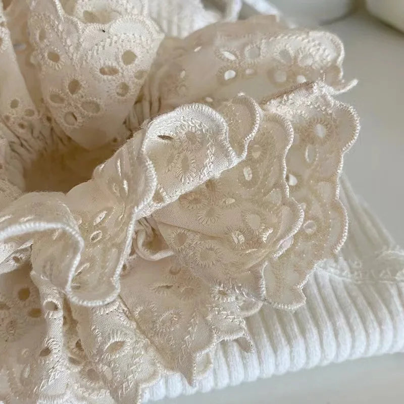 Lace Scrunchies for Women Elastic Hair Bands Ponytail Holders Tie Solid Color Hair Hoop Scrunchy Rubber Bands Women Hair Ring