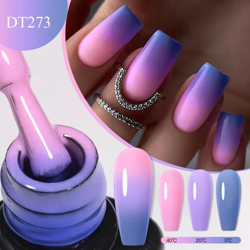 MEET ACROSS 7ml Eggshell Thermal Gel Nail Polish Temperature Changing Gradient Nail Art Varnish Winter Soak Off Gel For Nails