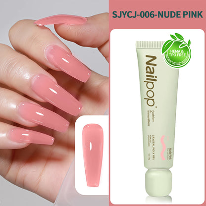 Nailpop TPO/HEMA-Free Crystal Poly Nail Gel Builder Gel 6 Colors For Nails Extension UV/LED Lamp Curing Fast Dry Perfect DIY 1pc