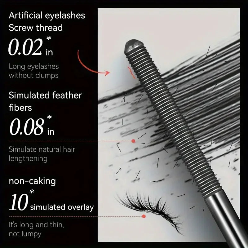 Steel Tube Mascara-Special Spiral Brush,Waterproof LongLasting Silk Fiber Mascara,keep Each Eyelash Curled for aLong Time Makeup