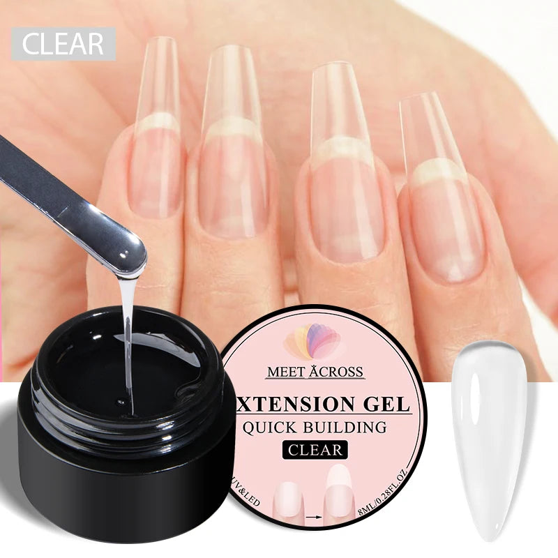 MEET ACROSS 8ml Milk White Quick Extension Gel Nail Polish Vernis Semi Permanent Soak Off  Nail Art UV Gel LED Varnish Nails