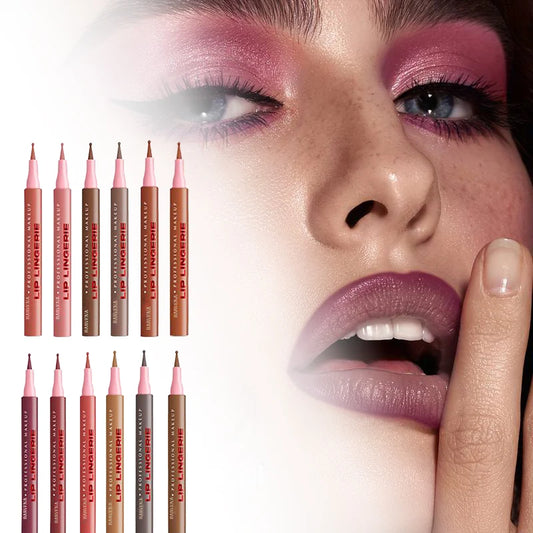 Matte 12 color lipliner, outline lip lipstick lipliner, waterproof, sweat resistant, smooth, dripping liquid lip liner