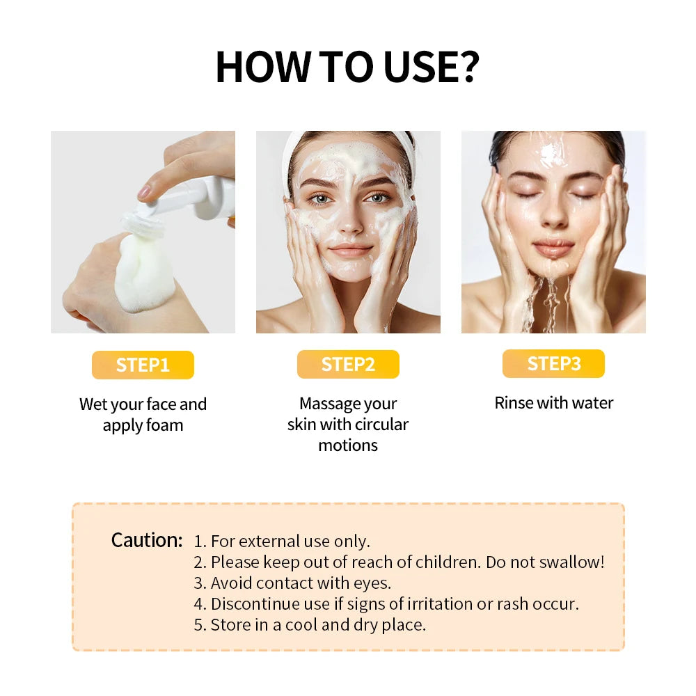 Lakerain 100ml Turmeric Cleansing Mousse Brightening Face Wash Foam Face Cleanser Oil Control Blackhead Remover Skin Cleansing