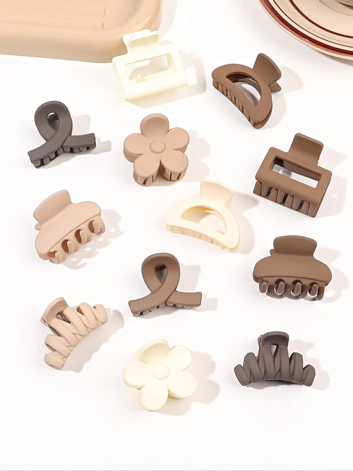 5 Pcs Small Flower Hair Claw Clips for Women Girls,Matte Rectange Jaw Clips,Semicircle Barrettes for Thin Hair