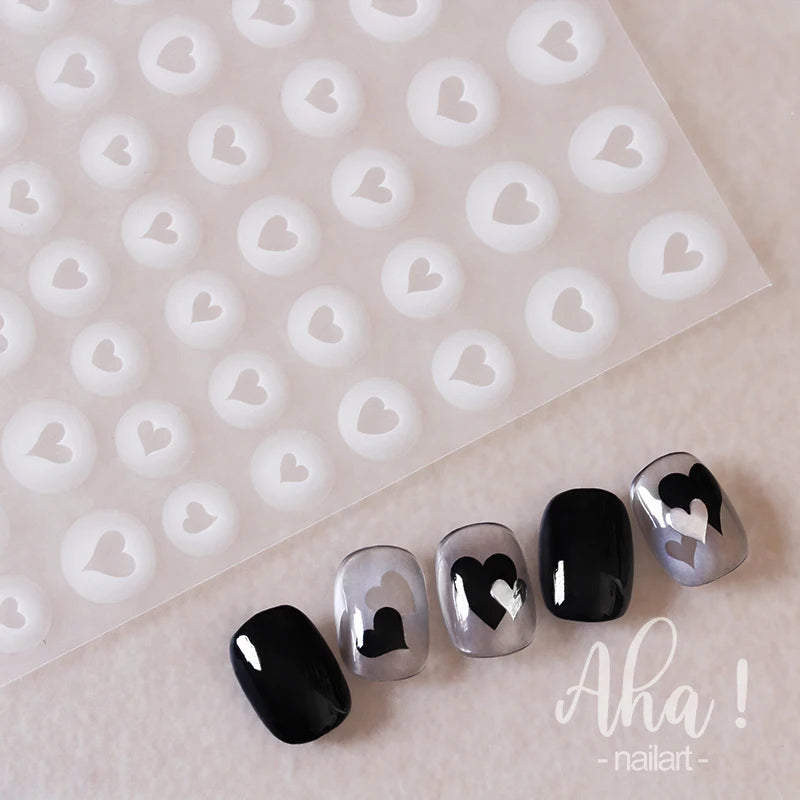 Rose Flower Nail Stickers White Black Silk Ribbon Nail Decal Slider for DIY Nail Decoration 3D Aha Series Manicure Accessories
