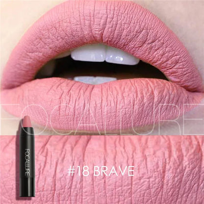 Focallure Matte Lipstick 19 Colors Long-Lasting Waterproof Soft Texture Lipstick Set Red & Nude Shades Cosmetic Glam Batom