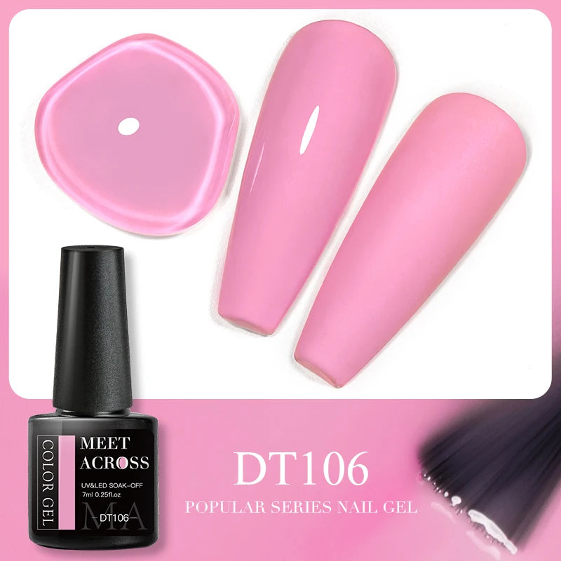 MEET ACROSS 7ml 140 Colors Glitter Gel Nail Polish Fluorescent Laser Semi Permanent Soak Off Nail Art UV Gel Varnish Manicure