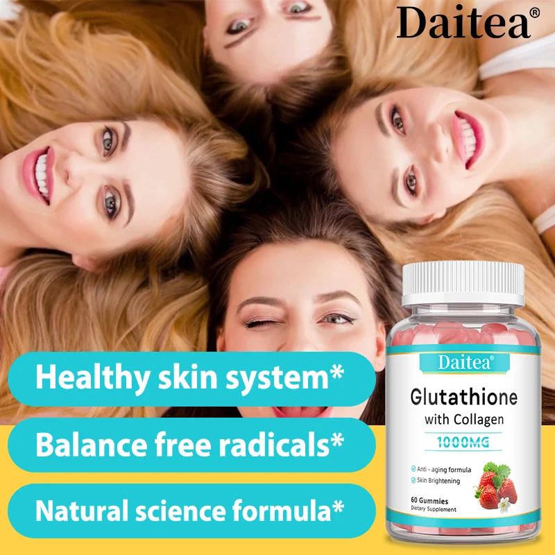 Glutathione Collagen Gummies, Collagen Gummies with Vitamin C, Glutathione Supplement for Women, Skin Brightening & Anti-Aging