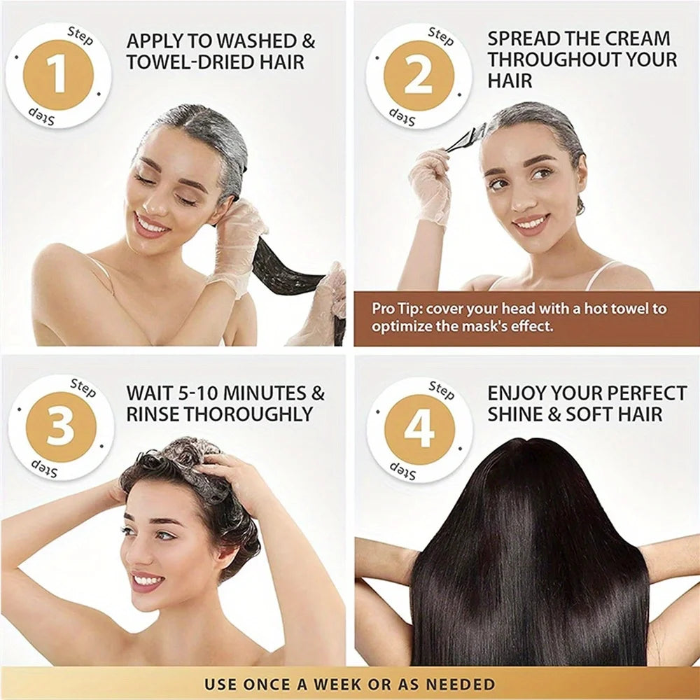 GZE Collagen Keratin Hair Mask - Deep Conditioning for Dry Hair - Infused with Argan Oil, Coconut Oil, and Shea Butter