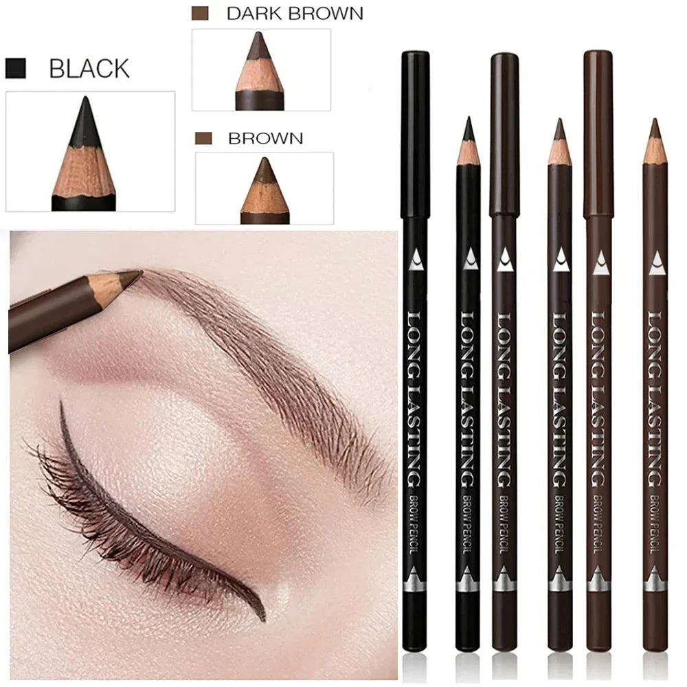 6/12Pcs Eye Brow Pencil Waterproof Professional Women Eye Makeup Pen Easy Color Natural Black Brown Cosmetic Beauty Eyebrow Tool