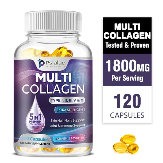 Multiple Collagen Complex - Types I, II, III, V, and X - Hair, Skin, Nail, Bones, Joint Health Support