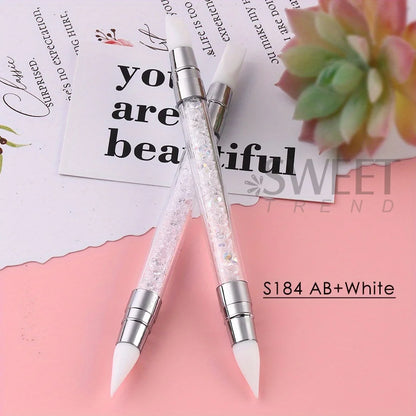 Double Head Silicone Nail Art Pen Carving Flower Sculpting Pen Adjustable Glue Stick Embossing Brush Professional Manicure Tools