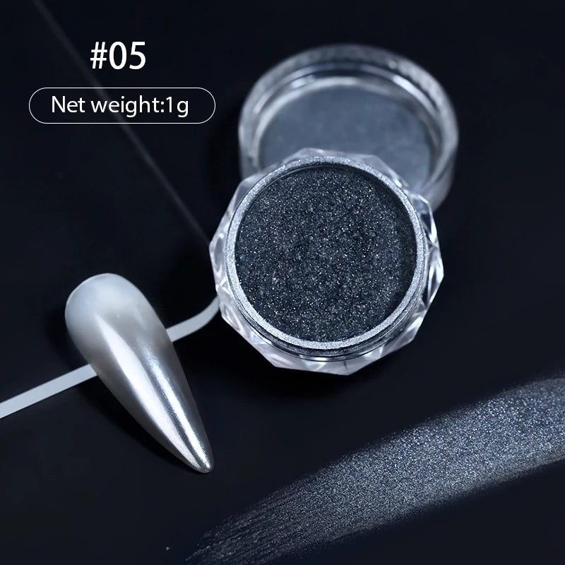 NICOLE DIARY 5g Aurora Pearl White Pink Nail Powder Pigments Metallic Rubbing Dust Moonlight Effect Nail Arts Decoration
