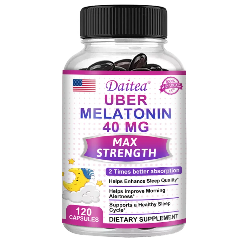 Daitea Super Melatonin Capsules-40mg Contain Vitamin C, Help You Fall Asleep Faster, Relieve Insomnia and Improve Sleep Quality