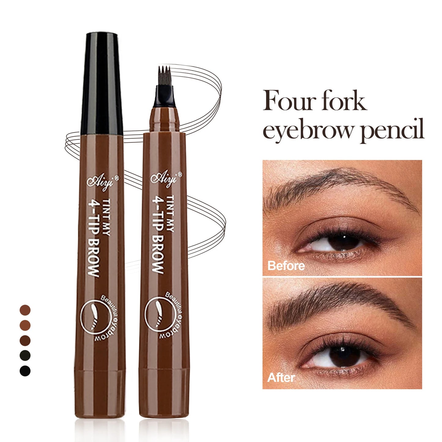 Precision Four-Tip Waterproof Eyebrow Pencil – Long-Lasting, Smudge-Proof, Natural Finish Eyebrow Enhancer