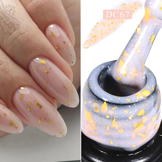 Mtssii 7ml Glitter Rubber Base Gel Polish Gold Sequins Pink White Base Gel Top Coat Soak Off UV LED Nail Art Varnish Manicure