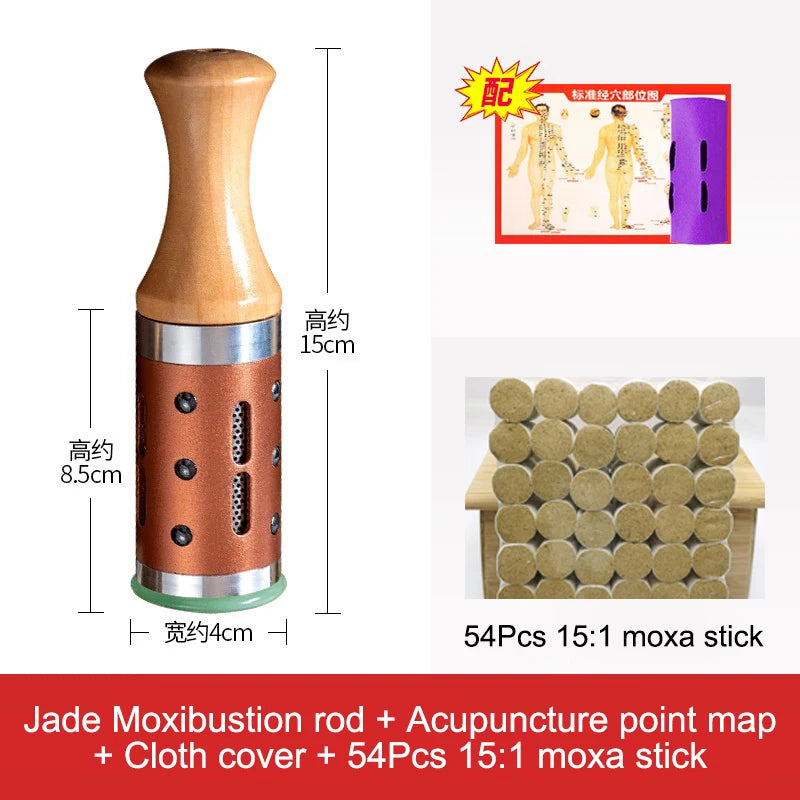 Jade Moxibustion Scraping Massager Wormwood Burner Warm Body Massage Moxa Therapy Heating Acupressure Meridian Relieve Pain