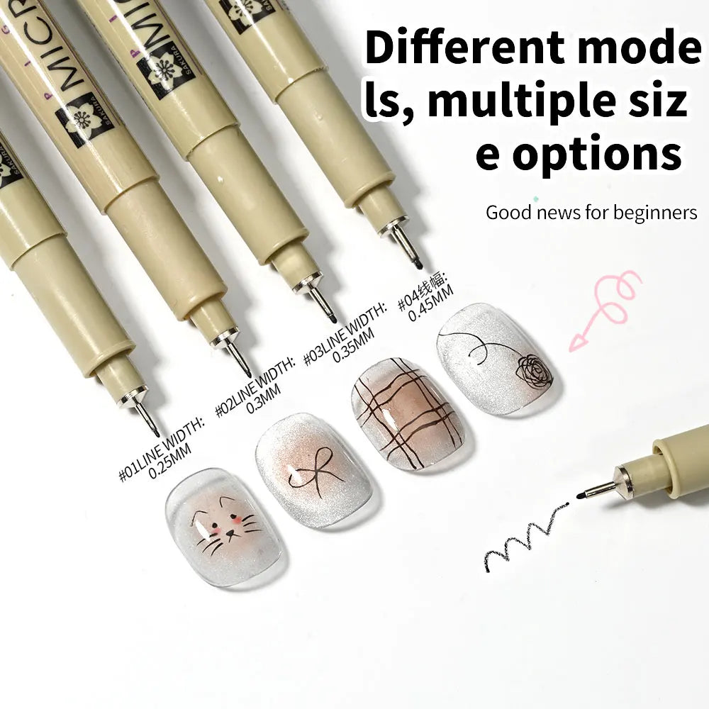 0.25mm/0.3mm Black Nail Art Pen Fine Tip Nail Design Brush Cat Eye Nail Painting Professional Manicure Tools for Drawing