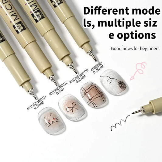 0.25mm/0.3mm Black Nail Art Pen Fine Tip Nail Design Brush Cat Eye Nail Painting Professional Manicure Tools for Drawing