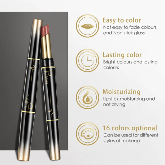 1pcs Matte Lip Liner & Lipstick, Double Ended Lip Pen Nude Makeup Tool, Long Lasting Color Rendering, Waterproof Lip Cosmetics