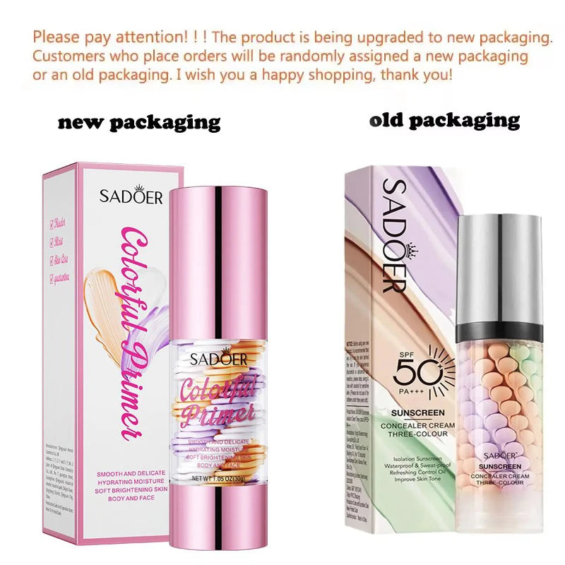 SPF50+ Makeup Primer Moisturizing Isolation Cream Invisible Pores Facial Base Brighten Correcting Skin Tone Refreshing Cosmetics