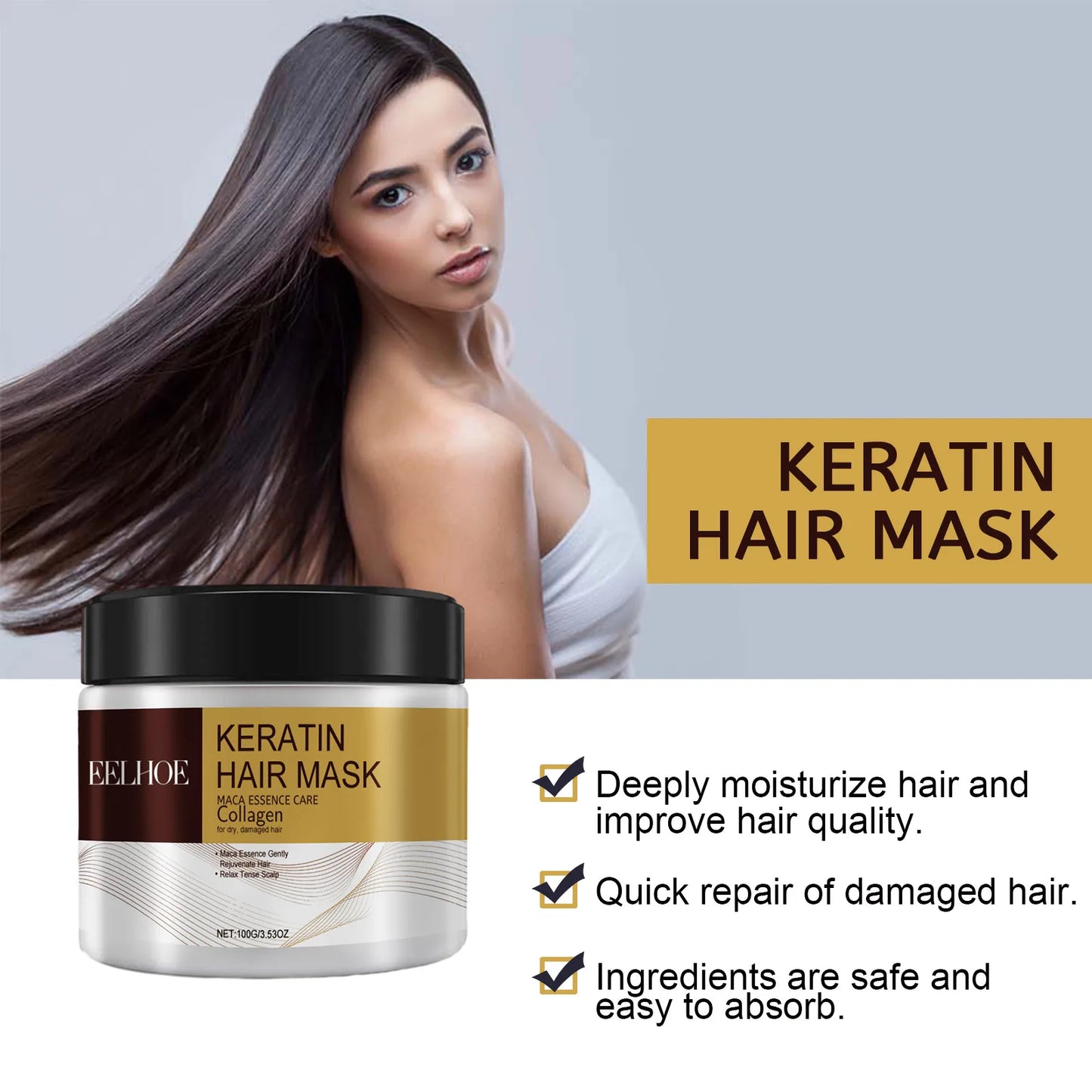 Keratin Hair Mask Improve Hair Quality Deeply Moisturize Hair Repair Damaged Hair Prevent Drying Out Tangling Nursing Hair Mask