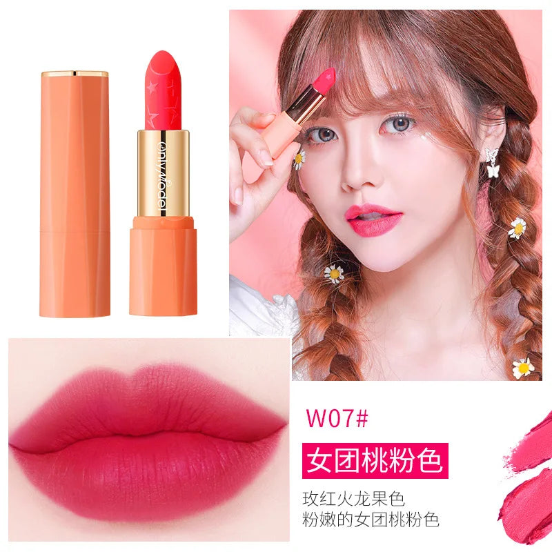 Orange Waterproof Long-Lasting Matte Lipstick – Velvet Lip Tint, Resistant, Moisturizing Cosmetic Lip Makeup for Women