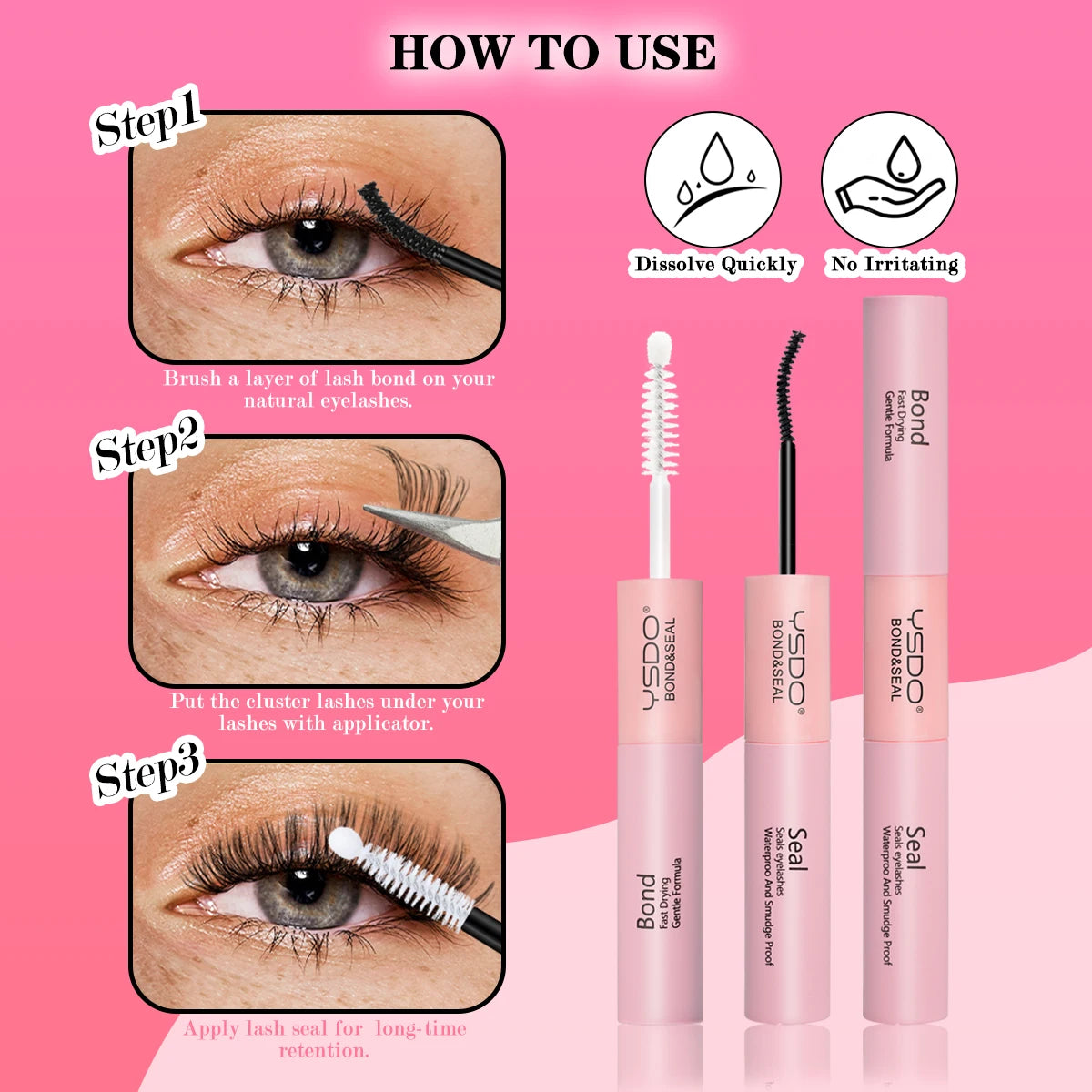 Lash Clusters Set DIY Lashes Extension Kit Individual Eyelash Kit 5-16mm Lash Clusters with Bond and Seal and Lash Applicator
